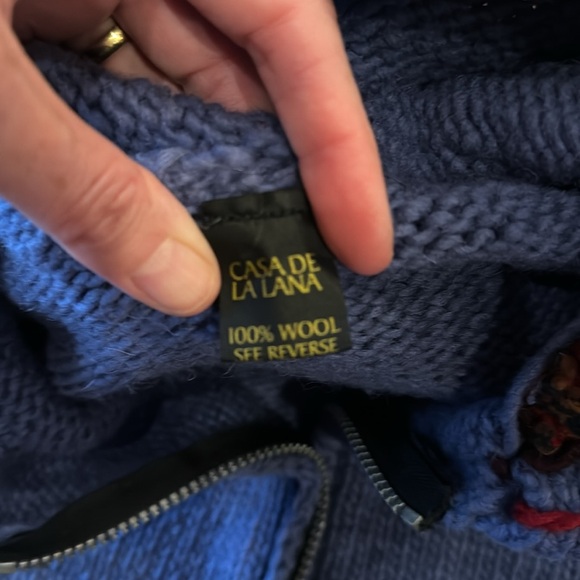 Hand knit wool jacket / hoodie sz M - Picture 4 of 6